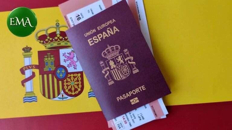 Pasaporte español sobre la bandera de España: nacionalidad española para saharauis